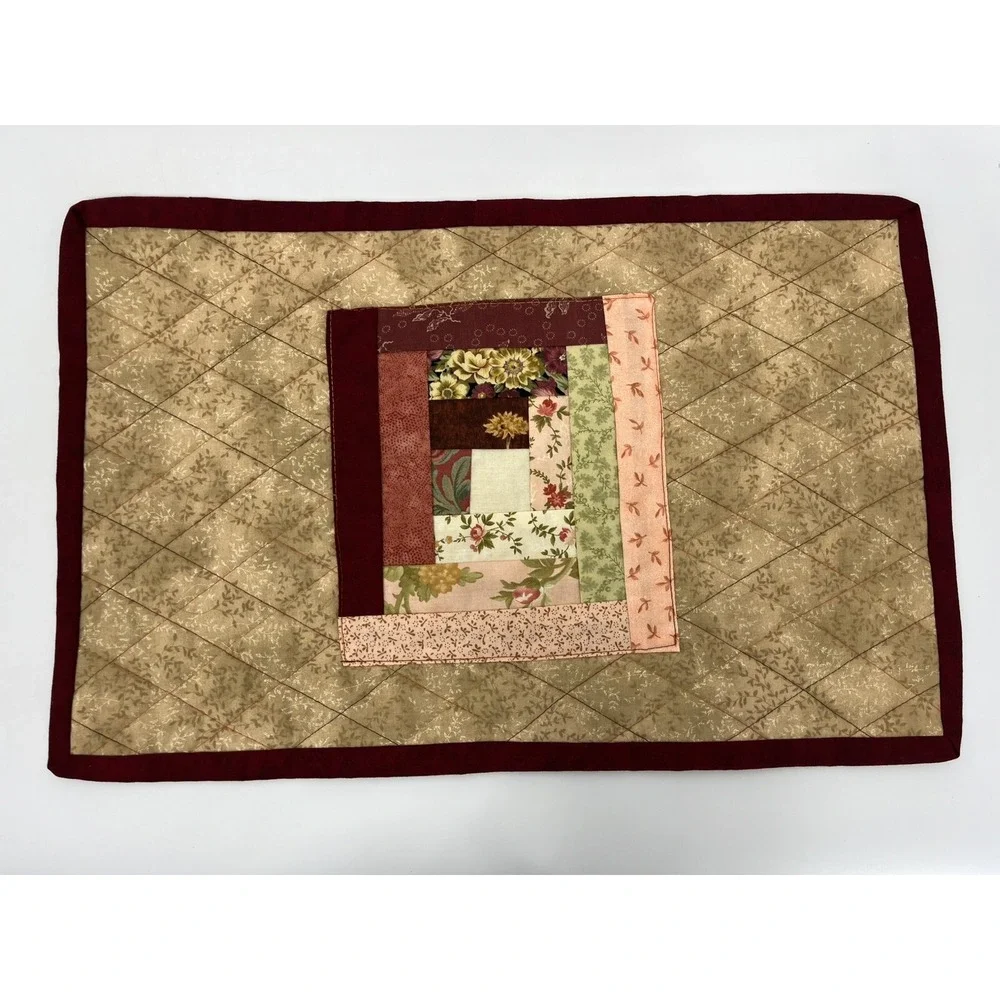 Set of 4 Quilted Placemats Patchwork Pattern Handmade Farmhouse Grannycore